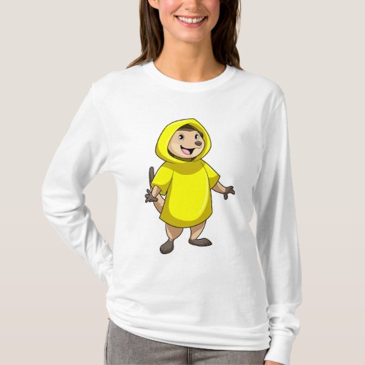 Meerkat mit Raincoat T-Shirt (Vorderseite)