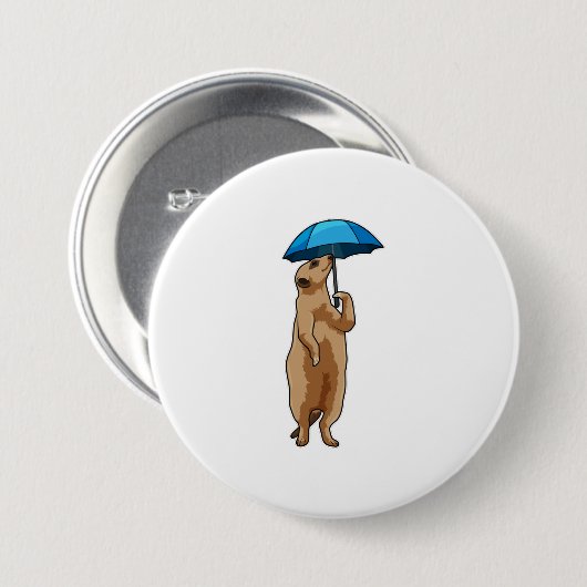 Meerkat mit Schirm Button (Vorne & Hinten)