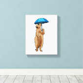 Meerkat mit Schirm Leinwanddruck (Insitu (Holzboden))