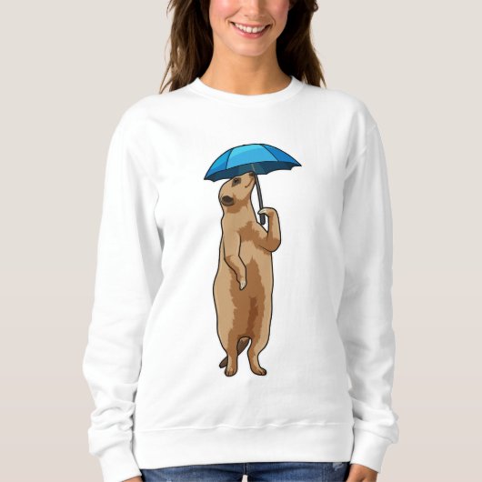 Meerkat mit Schirm Sweatshirt (Vorderseite)