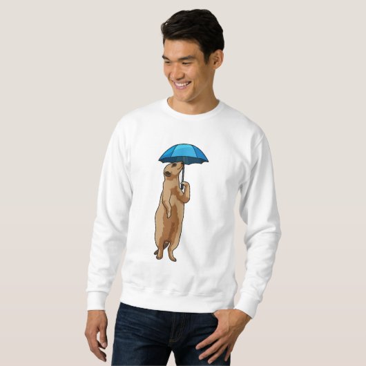 Meerkat mit Schirm Sweatshirt (Vorne ganz)
