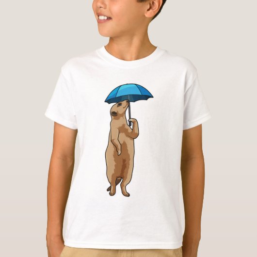 Meerkat mit Schirm T-Shirt (Vorderseite)