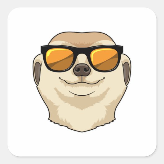 Meerkat mit Sonnenbrille Quadratischer Aufkleber (Vorderseite)