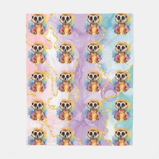 Meerkat Moderner Glitzer Pastel Pattern Fleecedecke (Vorderseite)
