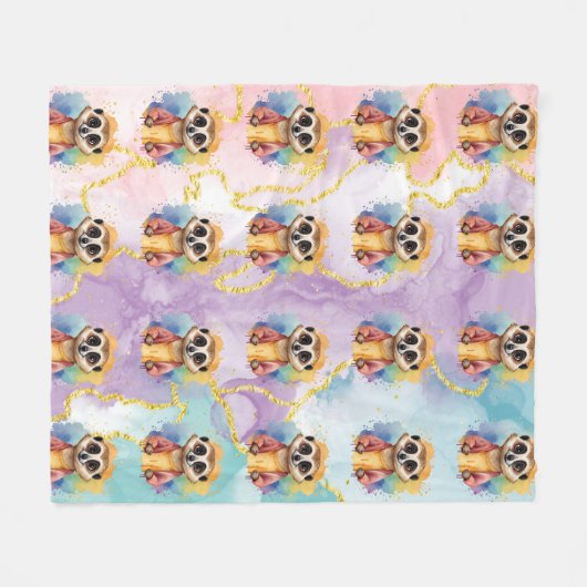 Meerkat Moderner Glitzer Pastel Pattern Fleecedecke (Vorderseite (Horizontal))