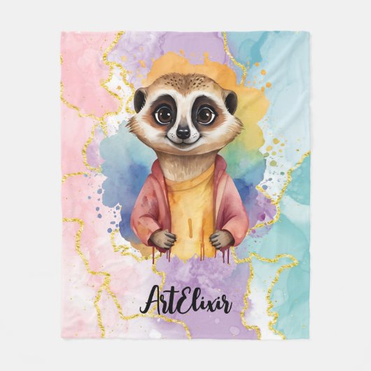 Meerkat Moderner Glitzer Pastell Print Fleecedecke (Vorderseite)