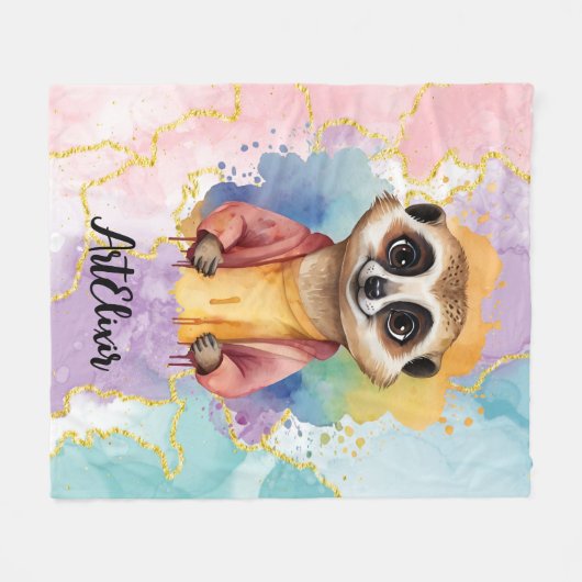 Meerkat Moderner Glitzer Pastell Print Fleecedecke (Vorderseite (Horizontal))