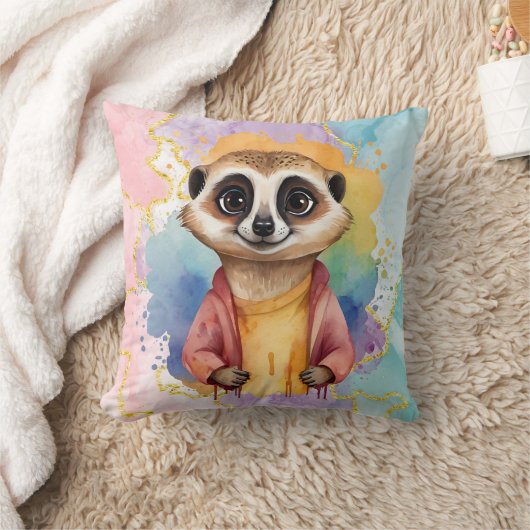 Meerkat Moderner Glitzer Pastell Print Kissen (Decke)