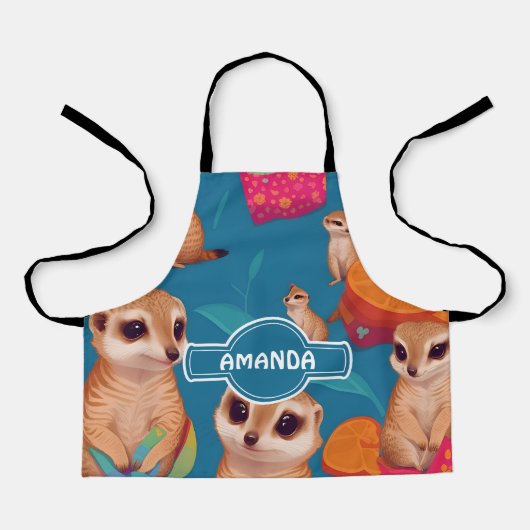 Meerkat Rainbow Personalisiertes Muster Schürze (Vorderseite)