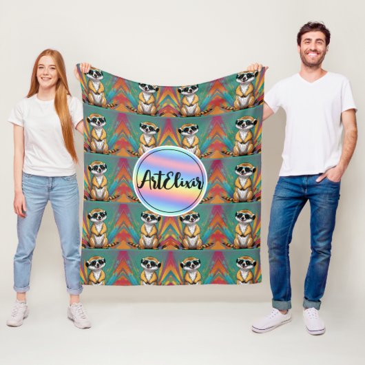Meerkat Retro Print Fleecedecke (Beispiel)