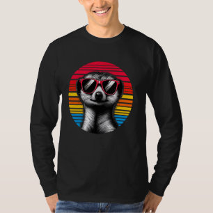 Meerkat Retro Vintag Sunset Animal Sonnenbrille 70 T-Shirt