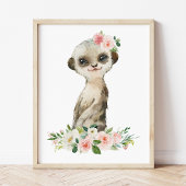 Meerkat, Safari, rosa Blume, Girl-Kinderzimmer Fotodruck