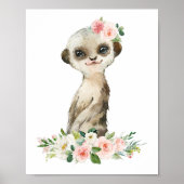 Meerkat, Safari, rosa Blume, Girl-Kinderzimmer Poster (Vorne)