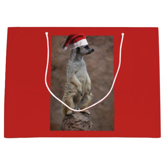 Meerkat Santa Claus Große Geschenktüte (Vorderseite)
