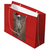 Meerkat Santa Claus Große Geschenktüte (Vorderseite Schrägansicht)