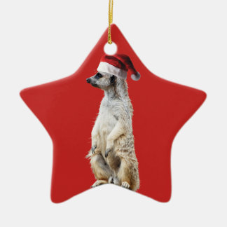 Meerkat Santa Claus Keramik Ornament