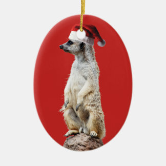 Meerkat Santa Claus Keramik Ornament