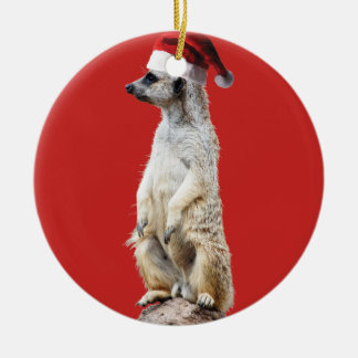 Meerkat Santa Claus Keramik Ornament
