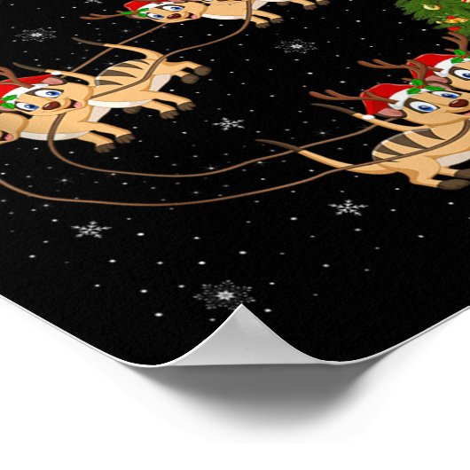 Meerkat Santa Sleigh Flying Funny Magical Christma Poster (Ecke)