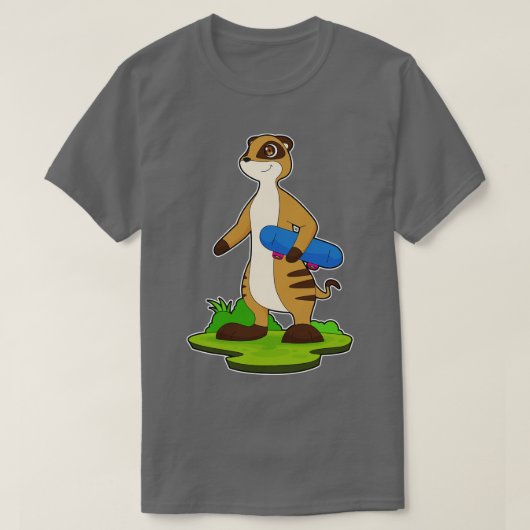 Meerkat Skater Skateboard T-Shirt (Design vorne)