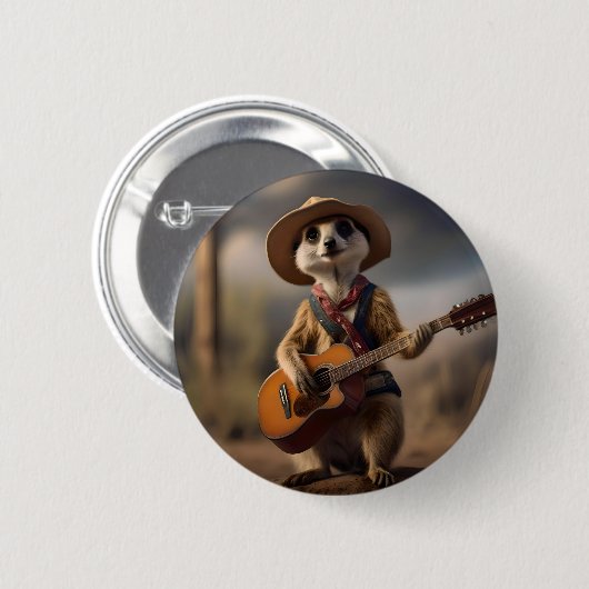 Meerkat Strumming a Country Lullaby Button (Vorne & Hinten)