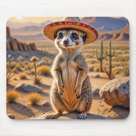 Meerkat Traaring a Sombrero Mousepad (Vorne)