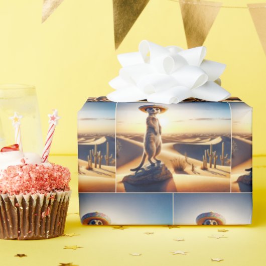 Meerkat Tragen eines mexikanischen Sombrero Geschenkpapier (Geburtstagsparty)