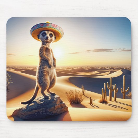 Meerkat Tragen eines mexikanischen Sombrero Mousepad (Vorne)