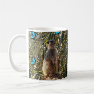 Meerkat und blaue Schmetterlinge, Kaffeetasse