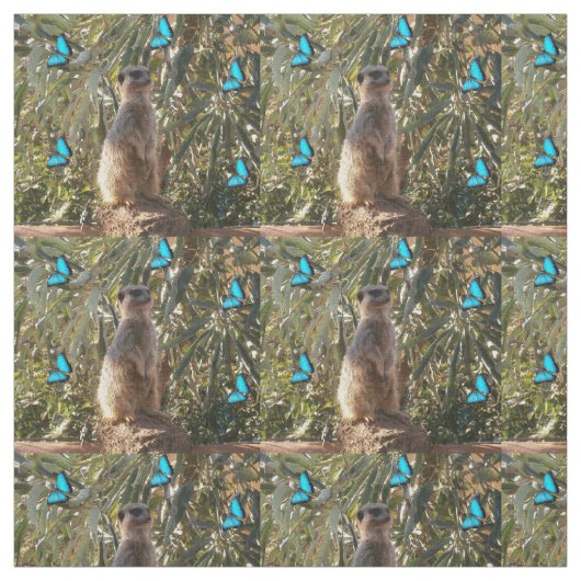 Meerkat und blaue Schmetterlinge, Stoffe (Muster)