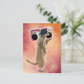 Meerkat und Boom Box Postkarte (Stehend Vorderseite)