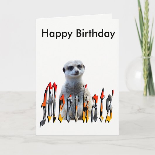 Meerkat und Logo, Happy Birthday Card Karte (Vorderseite)