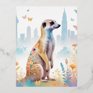 Meerkat Vintage Tierschutzumgebung Folien Feiertagspostkarte