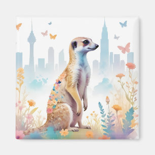 Meerkat Vintage Tierschutzumgebung Magnet