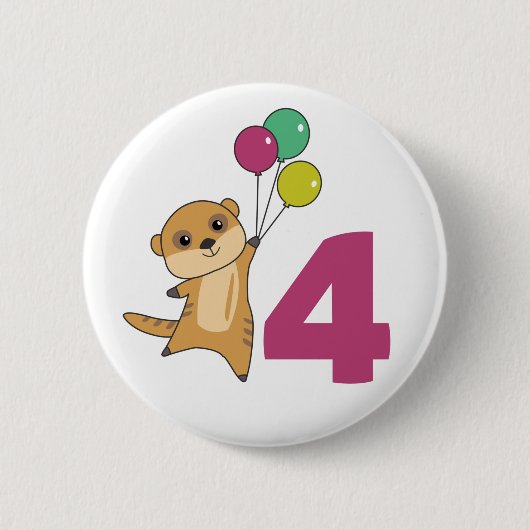 Meerkat Vurth Birthday Balloons Kids Button (Vorderseite)