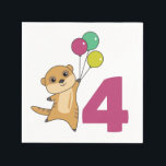 Meerkat Vurth Birthday Balloons Kids Napkins Serviette<br><div class="desc">Das Merkat mit Ballons zu seinem vierten Geburtstag. Für jedes Kind,  das vier Jahre alt wird. Niedliche Merkatze für Kinder zum 4. Geburtstag.</div>