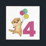 Meerkat Vurth Birthday Balloons Kids Napkins Serviette<br><div class="desc">Das Merkat mit Ballons zu seinem vierten Geburtstag. Für jedes Kind,  das vier Jahre alt wird. Niedliche Merkatze für Kinder zum 4. Geburtstag.</div>