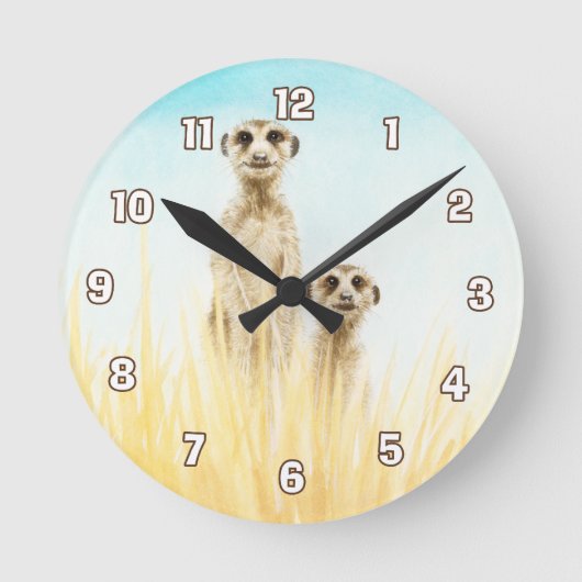 Meerkat Wall Clock Runde Wanduhr (Vorderseite)