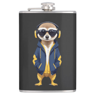 Meerkat Wearing Hoodie Funny Coole Tierart Flachmann