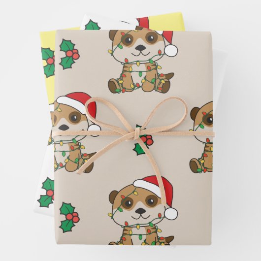 Meerkat Weihnachten Winter Tiere Urlaub Meerkats Geschenkpapier Set (Beispiel)