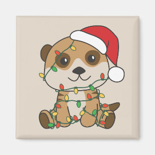 Meerkat Weihnachten Winter Tiere Urlaub Meerkats Magnet