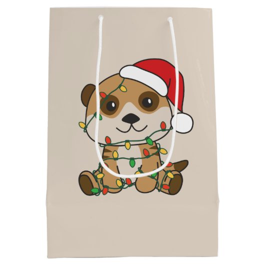 Meerkat Weihnachten Winter Tiere Urlaub Meerkats Mittlere Geschenktüte (Rückseite)