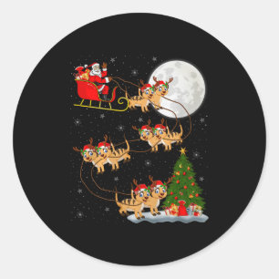 Meerkat Weihnachtsmann Schlitten Fliegend Lustiger Runder Aufkleber