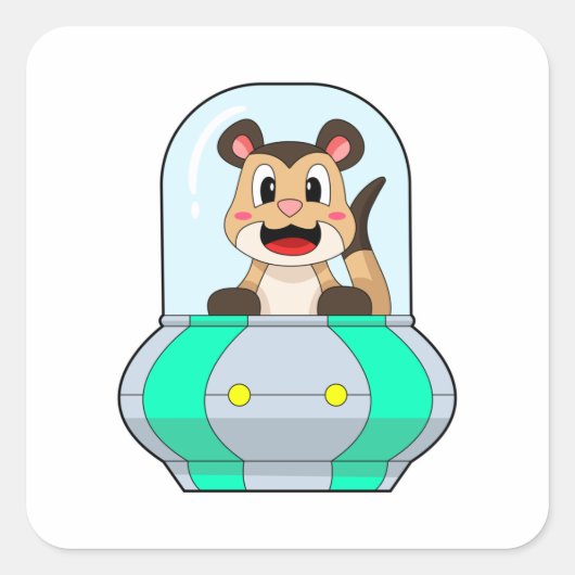 Meerkat with Submarine Quadratischer Aufkleber (Vorderseite)