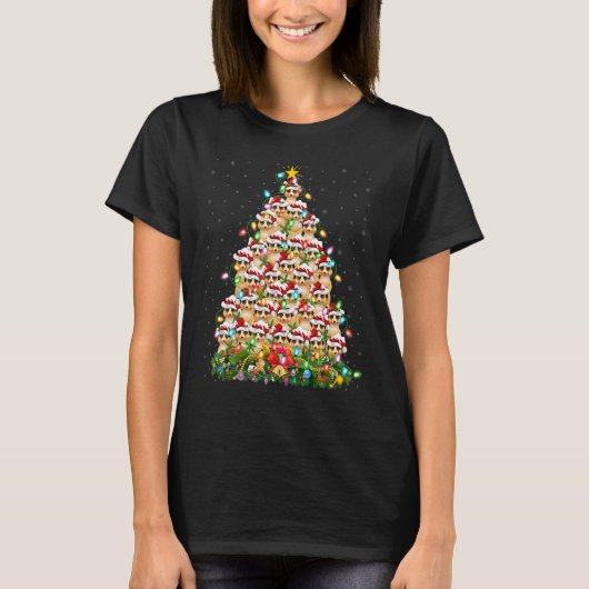 Meerkat   Xmas Lights Santa Meerkat Christmas Tree T-Shirt (Vorderseite)