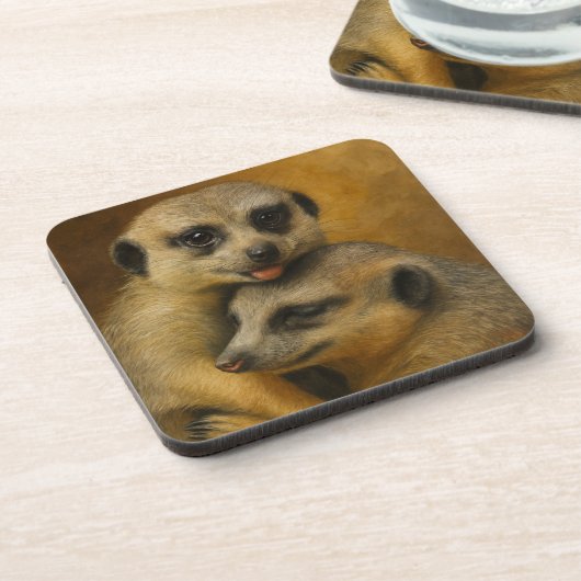 Meerkat-Zuneigung Getränkeuntersetzer (Linke Seite)