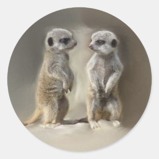 Meerkat-Zwillinge Runder Aufkleber