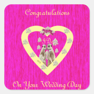 Meerkats am Hochzeitstag, Quadratischer Aufkleber