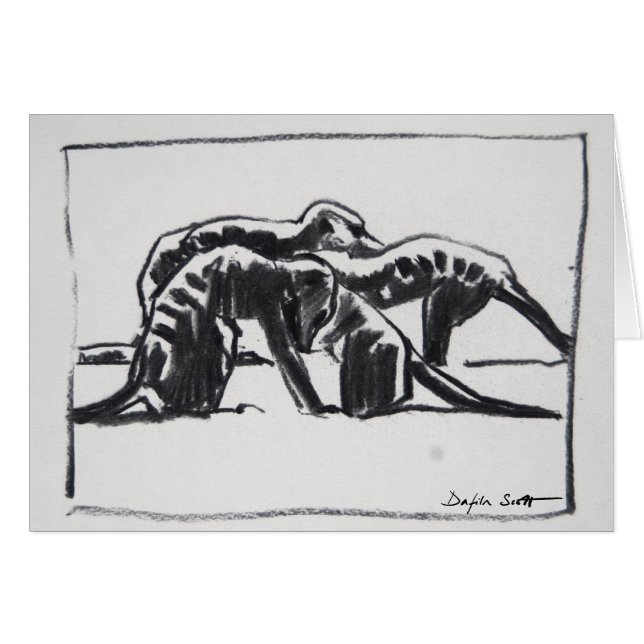 Meerkats, das 2 - Kunstkarte pflegt (Vorderseite (Horizontal))