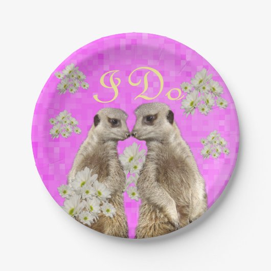 Meerkats I Do Wedding Day, Paper Party Teller (Vorderseite)
